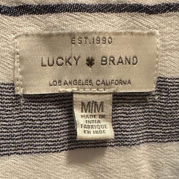 ❤️Lucky Brand - White and Gray Casual Button Down Shirt (Size M) - Picture 8 of 12